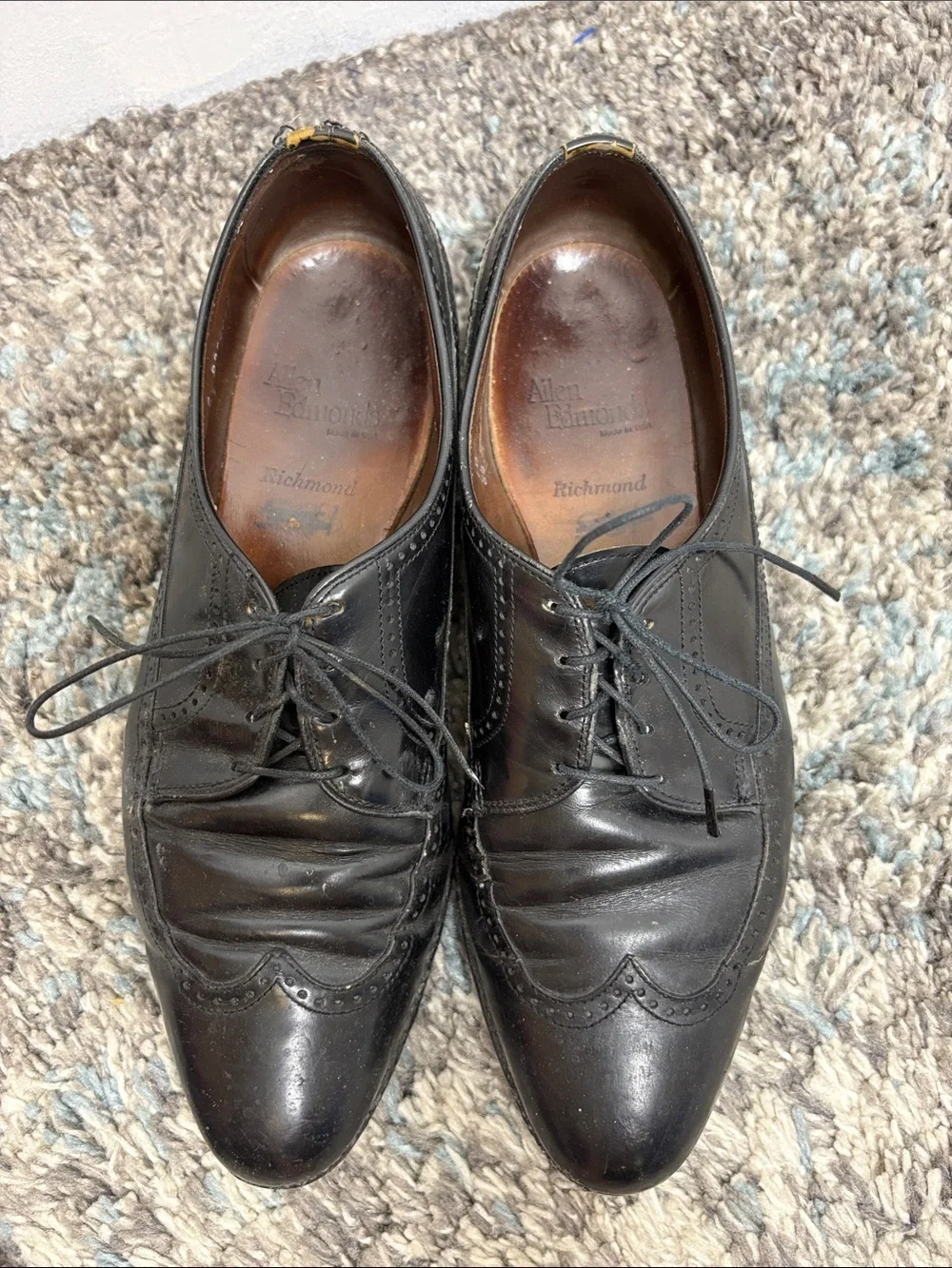 Allen Edmonds Shoes Mens 10 C Richmond Leather Oxford Wingtip Brogue Office